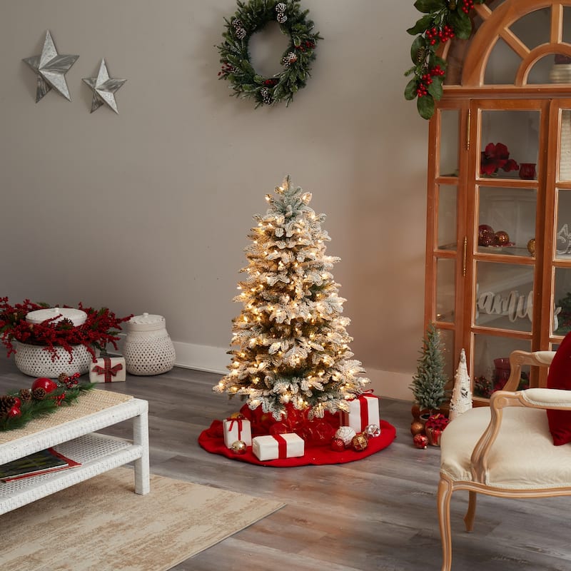 4Ft Artificial Christmas Tree with Lights - Pre-Lit Holiday Tree, Compact Design, Bendable Branches, Festive Home Decor