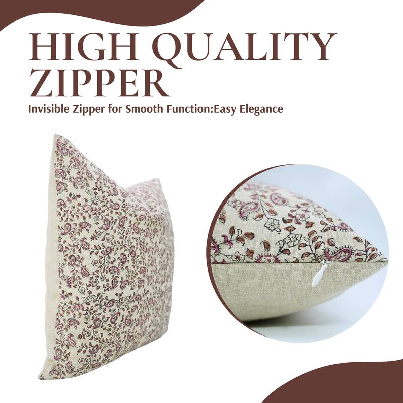 Fabdivine Handmade Boho Pure Linen Block Print Throw Home Décor Pillow Cover