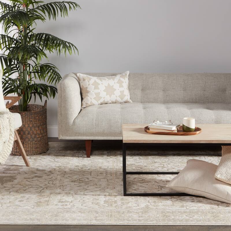 Scarla Oriental Cream/ Light Gray Area Rug