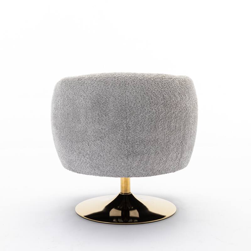 Accent Swivel Chair With Gold Metal Round Base