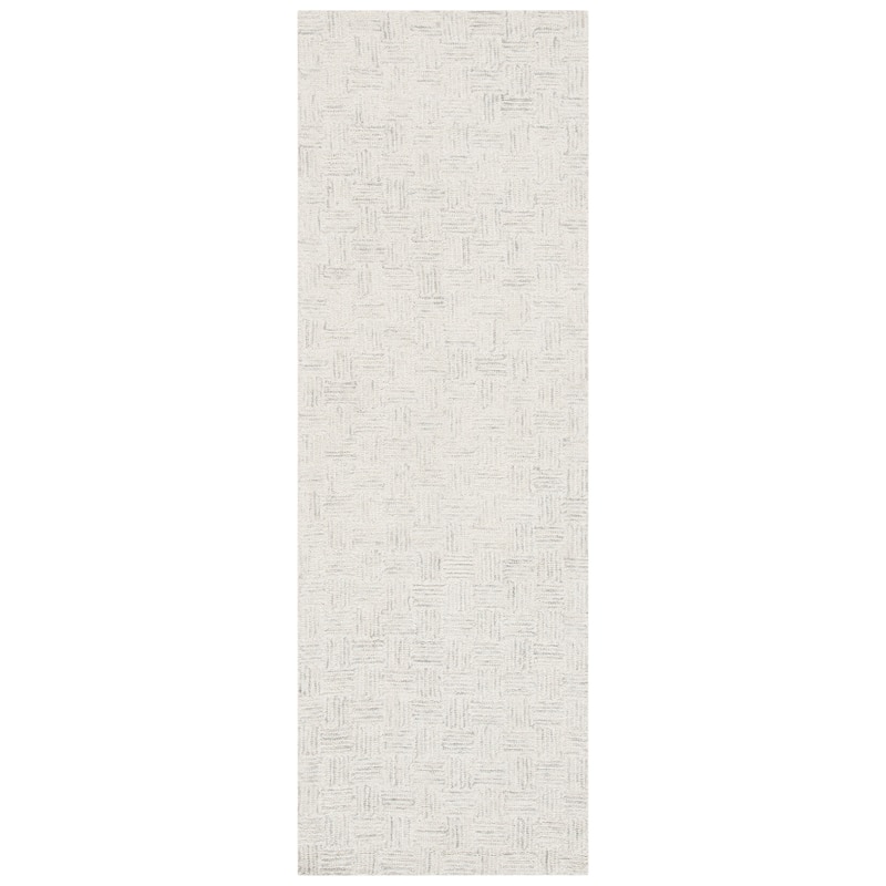 SAFAVIEH Handmade Micro-Loop Courteney Transitional Wool Rug - 2'3" x 7' Runner - Light Grey/Ivory - Runner