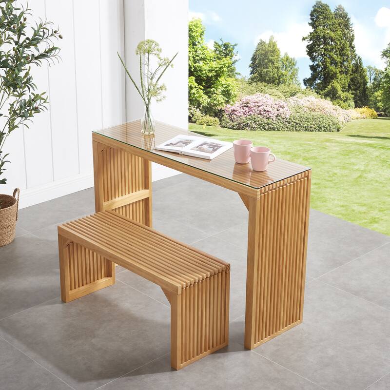 Wooden Dining Bench and Table Set for Entryway,Living Room,Kitchen and Bedroom