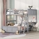 preview thumbnail 1 of 7, Full over Full Bunk Bed with Desk & Drawers, Wooden Separated Bedframe Gray - Full