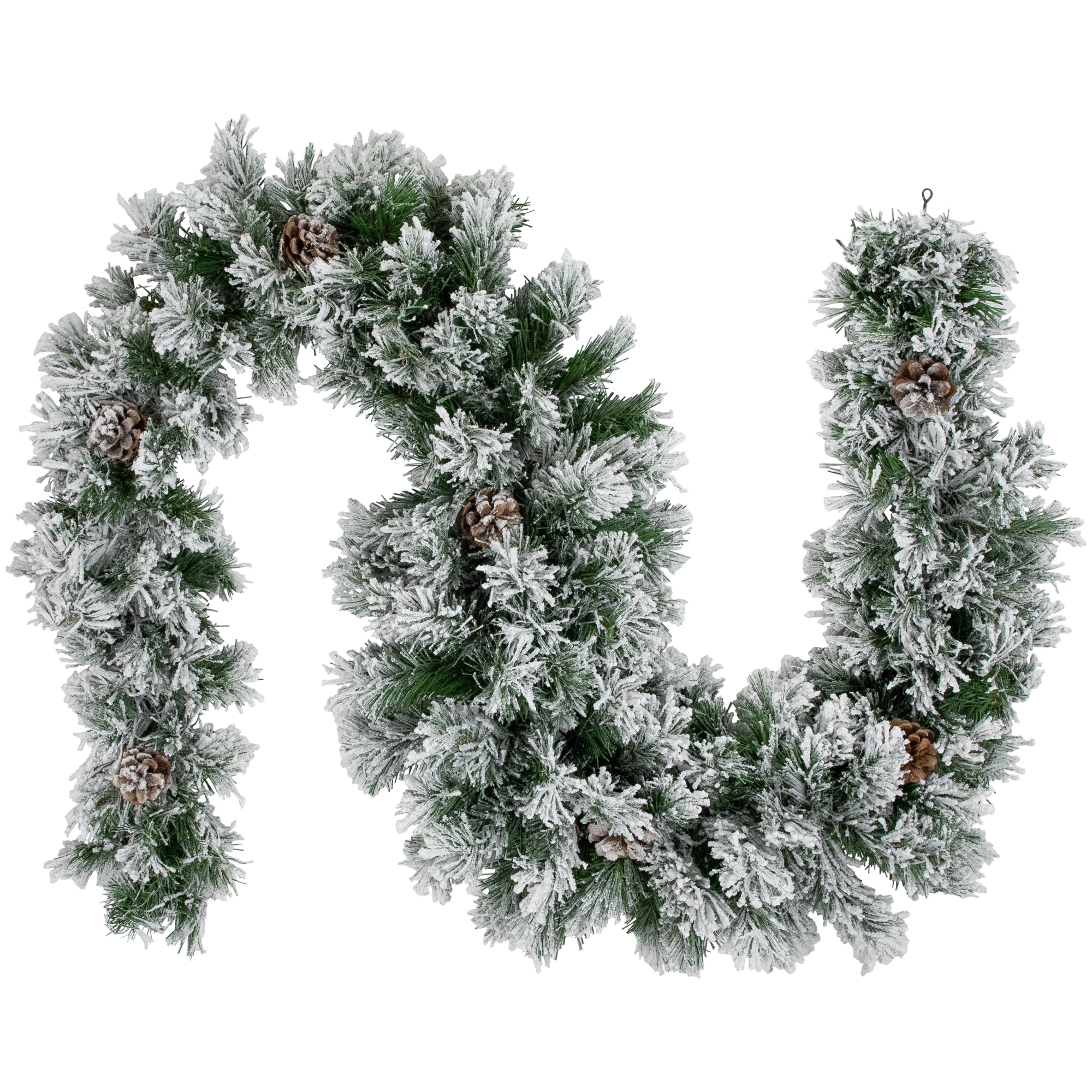 6.75'x12" Flocked Angel Pine Pine Cones Artificial Christmas Garland