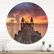 preview thumbnail 9 of 8, Designart 'Glowing Sky and Long Wooden Bridge' Oversized Coastal Wall CLock