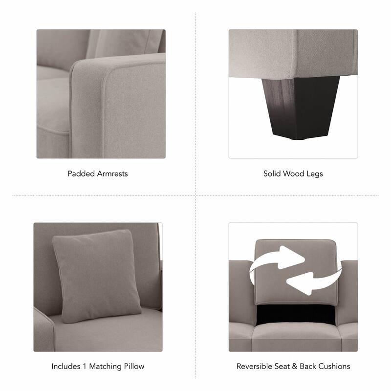 Bush Furniture Stockton Living Room Chaise Lounge with Arms