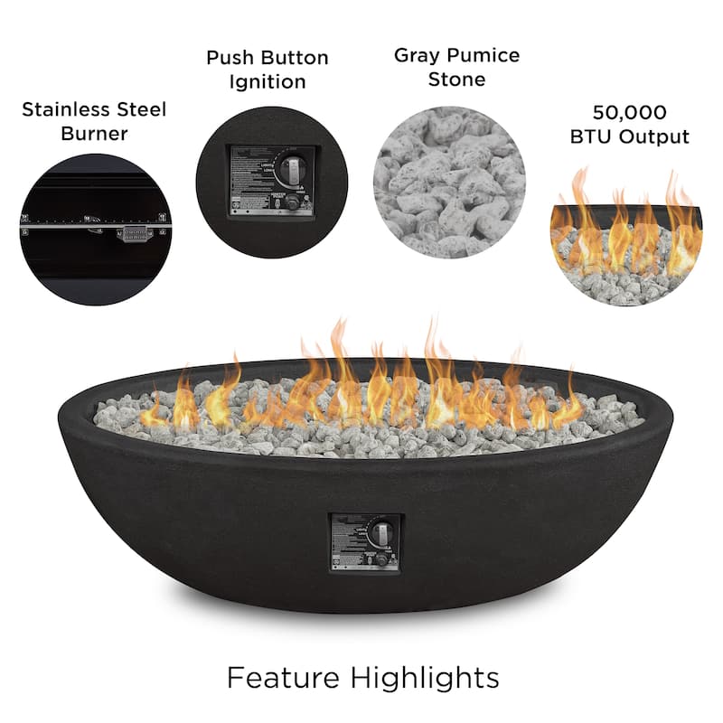 Riverside 48" Oval Propane Fire Bowl in Shale by Real Flame