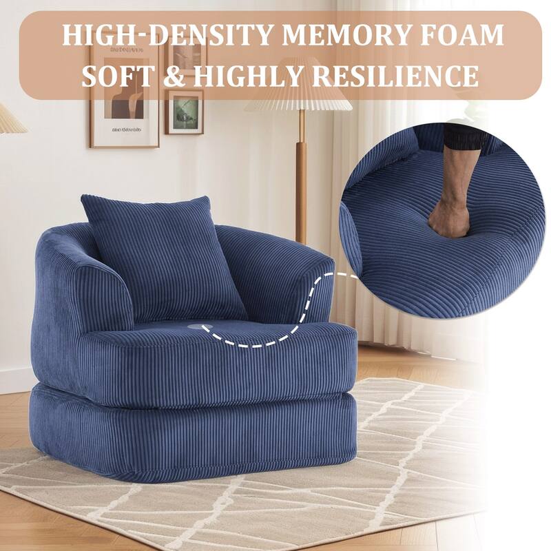 Oversized Upholstered Convertible Accent Barrel Chair