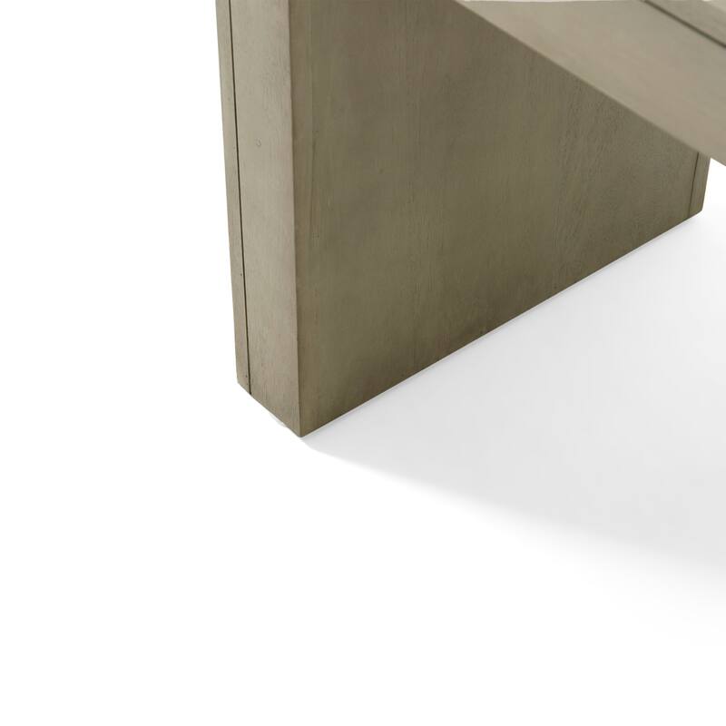 Roomfitters Farmhouse Acacia Wood Dining Bench with Slat Top and Hand Crafted Finish, Light Grey Oak Wood