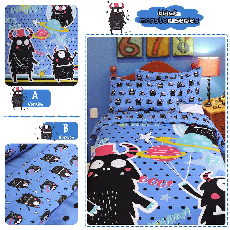 Cutey Duvet Cover Set 3 Piece Bedding Set Soft Cartoon Print Twin