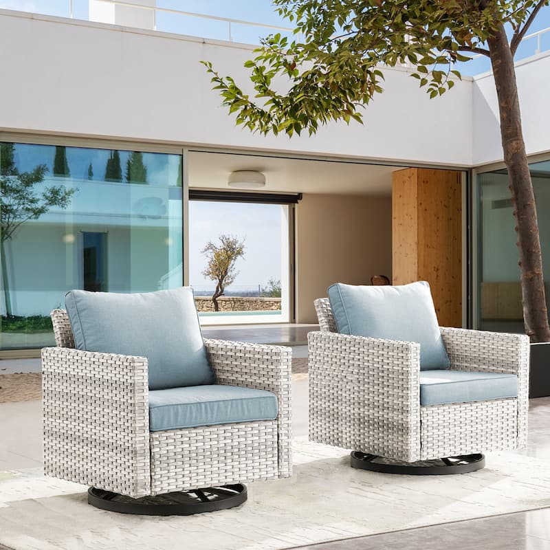 Outdoor Swivel Chairs Patio Glider Chairs Set of 2 - Baby Blue