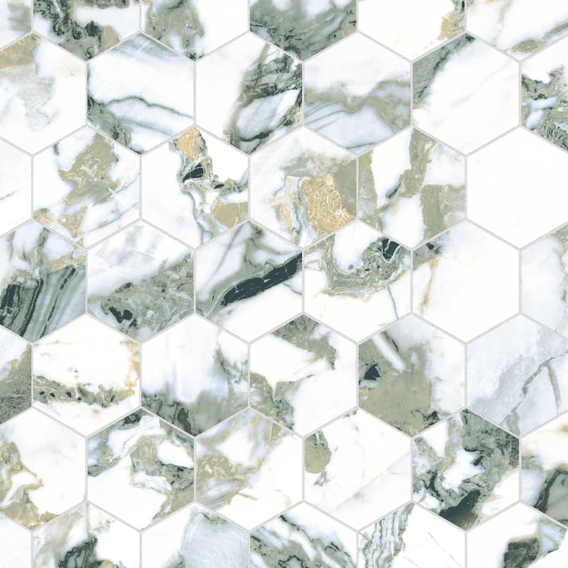 Merola Tile Touche 4" Hex Jade 11-3/4" x 13-5/8" Porcelain Floor and Wall Tile - (1 Tile)