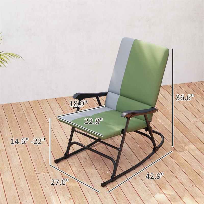 Set of Two Oversized Outdoor Rocking Chairs Steel Frame 600D Oxford Cloth and PP Cotton - 27.6" W x 42.9" D x 36.6" H