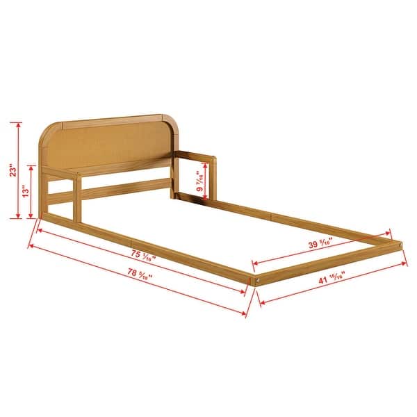 dimension image slide 0 of 2, Pkolino Curva Rattan Floor Bed - FSC Certified Solid Wood - Natural