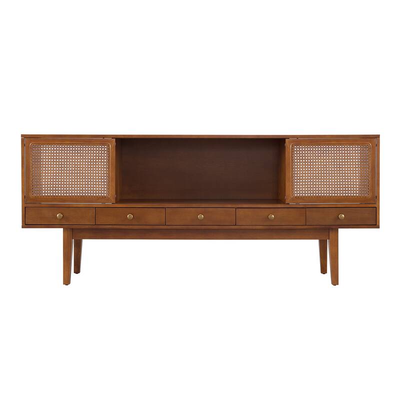 SEI Furniture Mid-century Modern TV Stand Media Console for TV's up to 68"