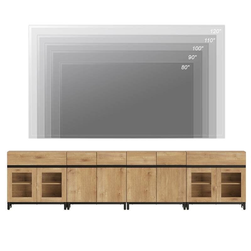 Modern 4 in 1 Dresser with Glass Doors & 2 Drawers, Adjustable Shelf & Metal Base for Bedroom