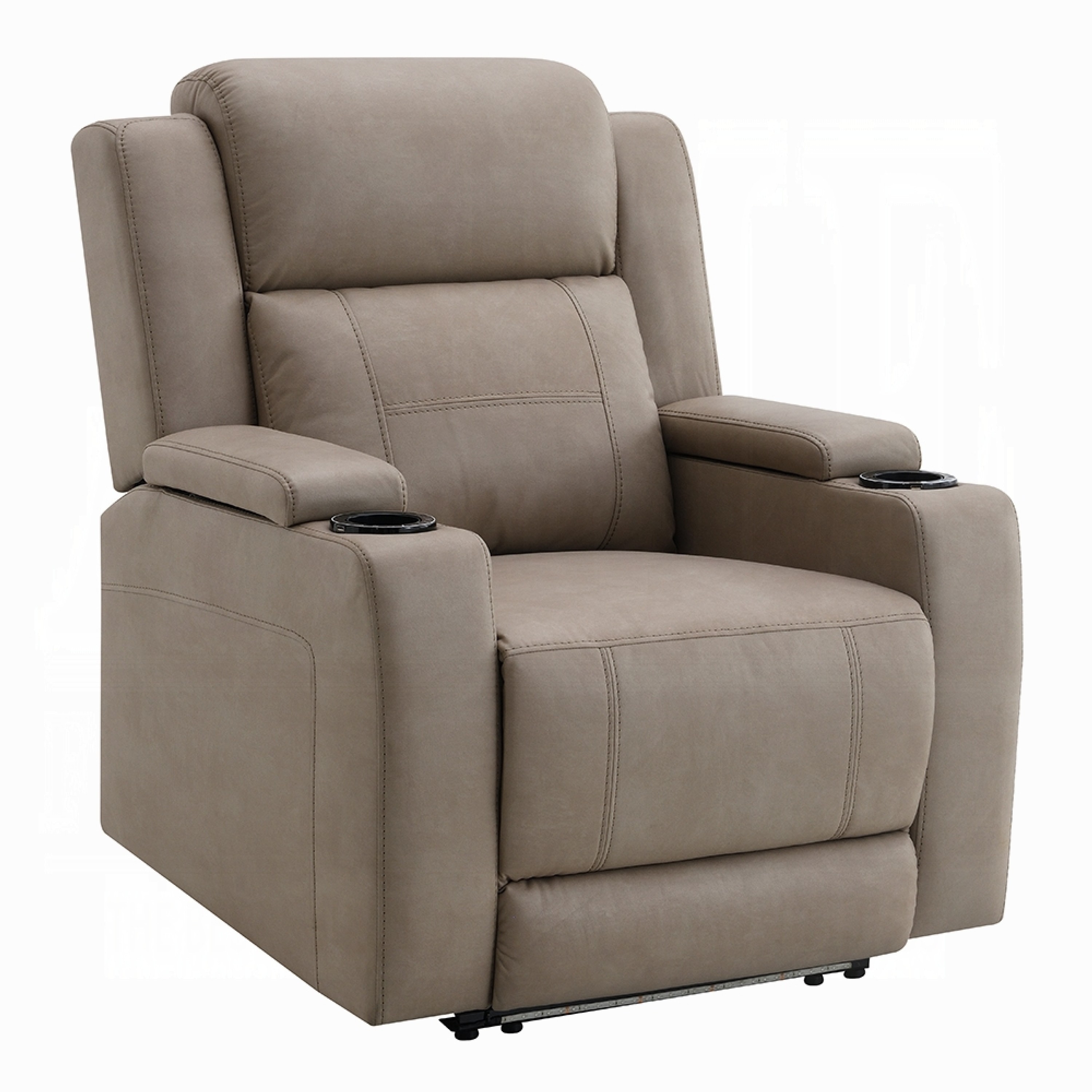 Jeja Power Motion Recliner Chair with Storage, Gray Faux Camel Leather