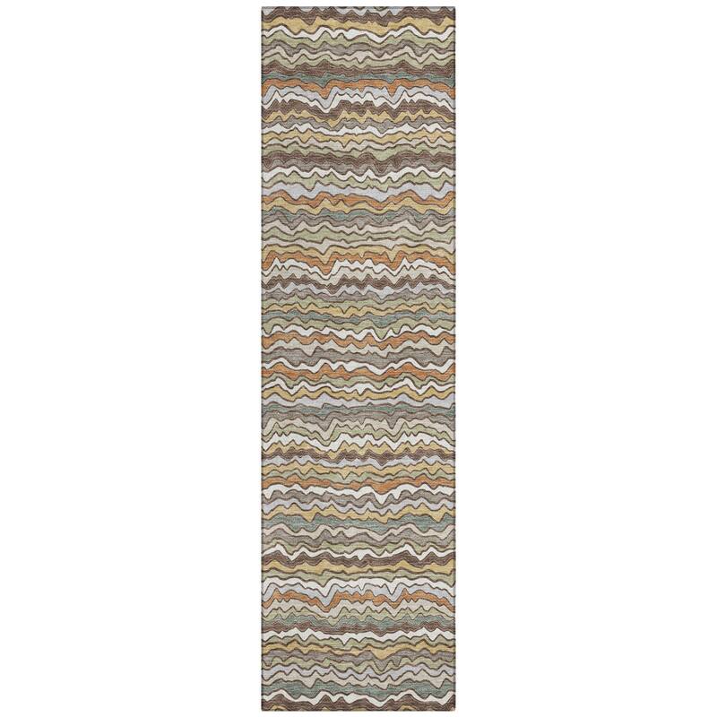 Machine Washable Indoor/ Outdoor Ziggy Stripe Chantille Rug