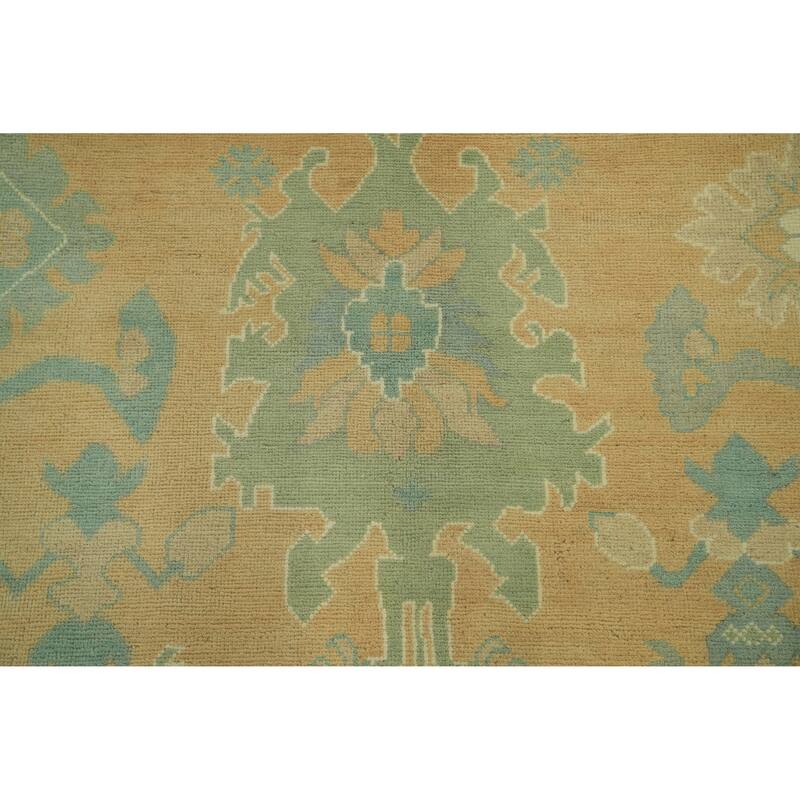 Vegetable Dye Floral Oushak Turkish Area Rug, Floral Geometric Carpet - 10' 6'' X 7' 10''