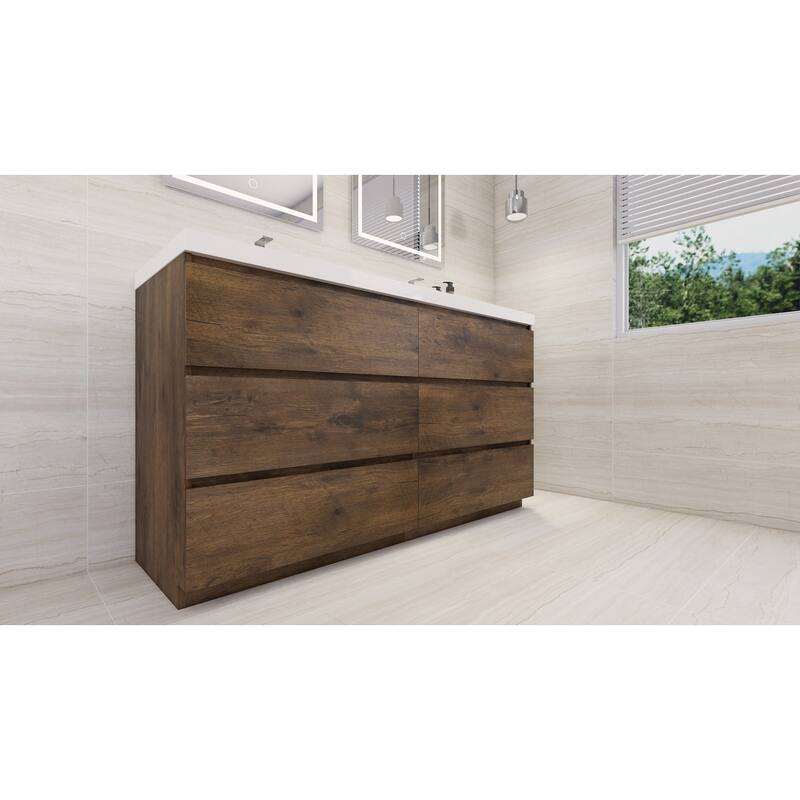 Aron 60'' Freestanding Vanity with Double Reinforced Acrylic Sink