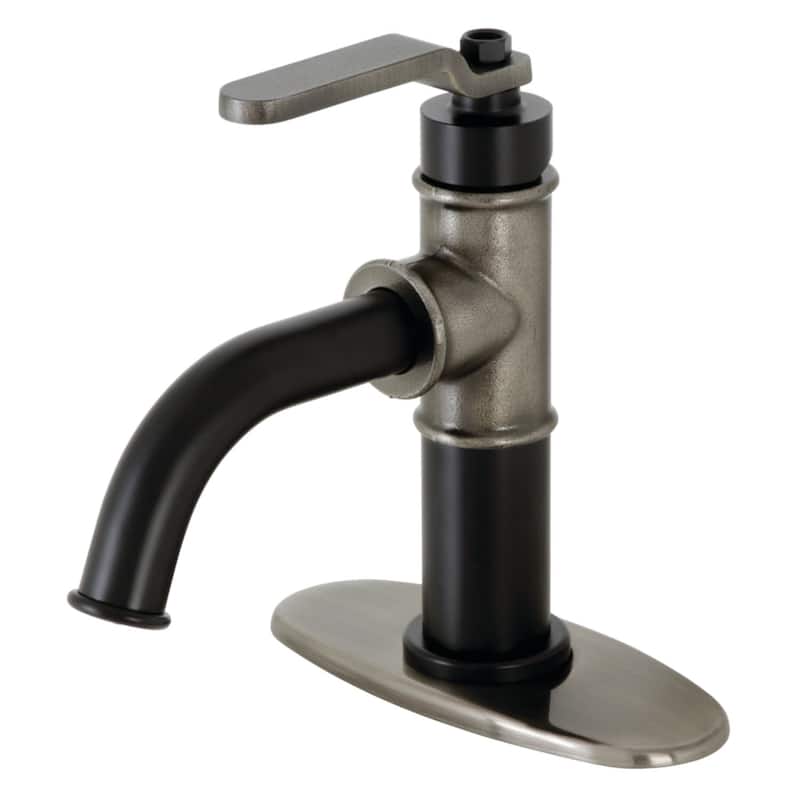 Kingston Brass Whitaker 1.2 GPM Deck Mounted Single Hole Bathroom - Matte Black / Black Stainless