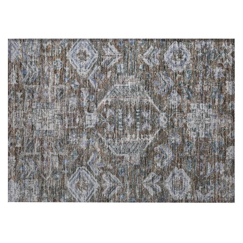 Machine Washable Indoor/ Outdoor Boho Traditional Chantille Rug