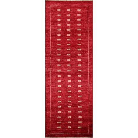Oriental Geometric Gabbeh Kashkoli Runner Rug Wool Hand-knotted - 2'8" x 8'3"