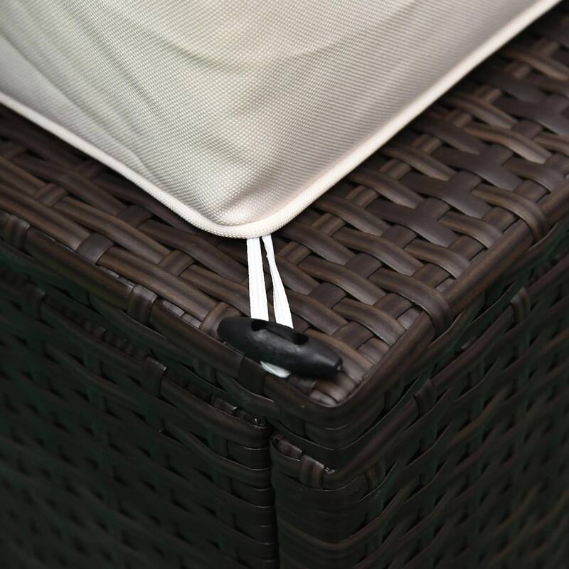 6PCS Weatherproof PE Rattan Patio Set, Sectional Storage Ottoman
