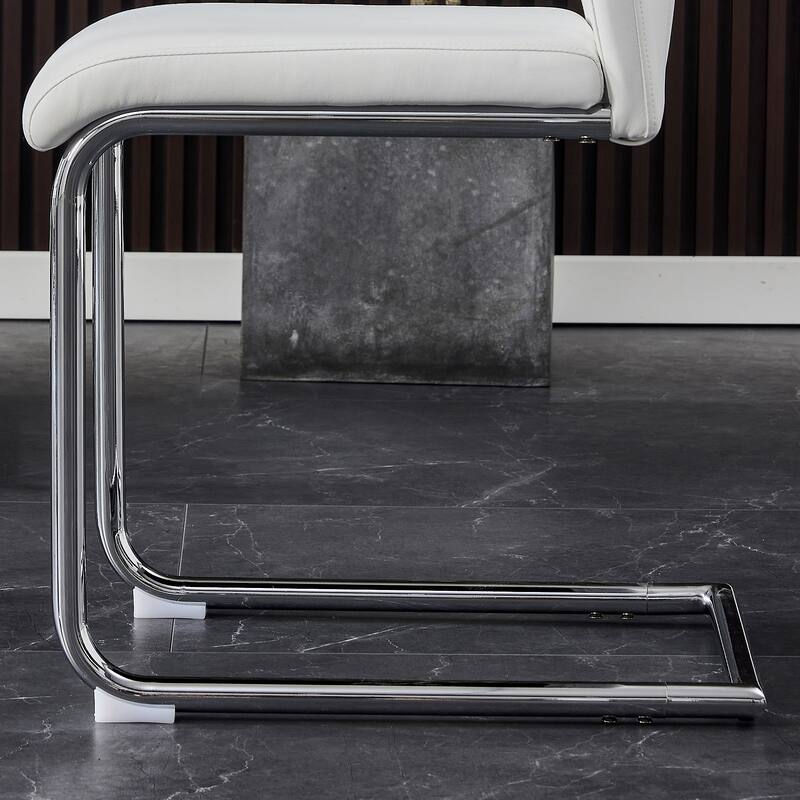 Faux Leather Upholstered Dining Chair with Metal Legs, Set of 6