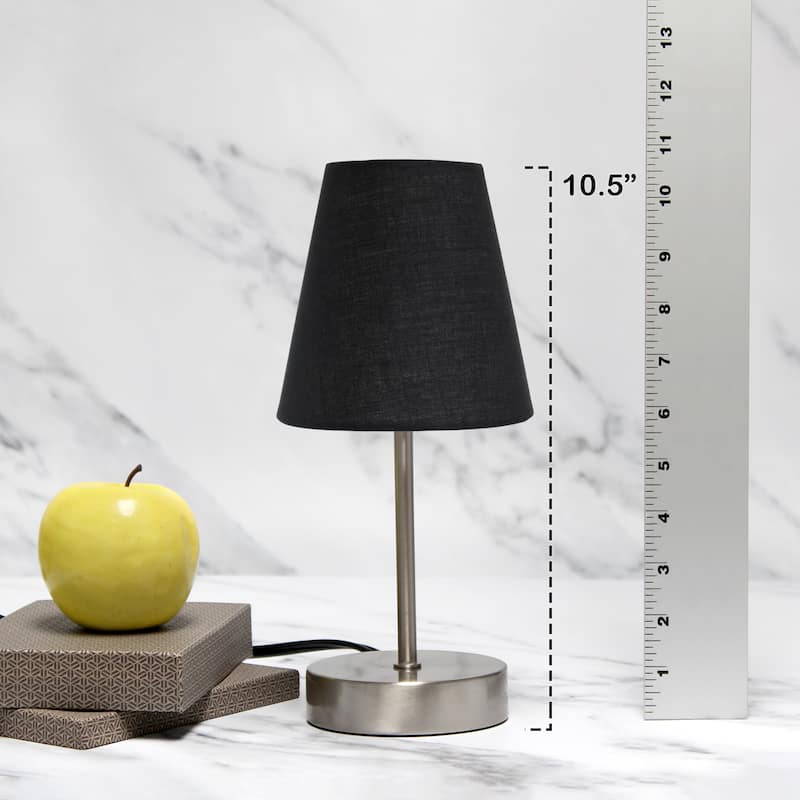 10.5" Petite Metal Stick Lamp in Sw Nickel w Fabric Shade