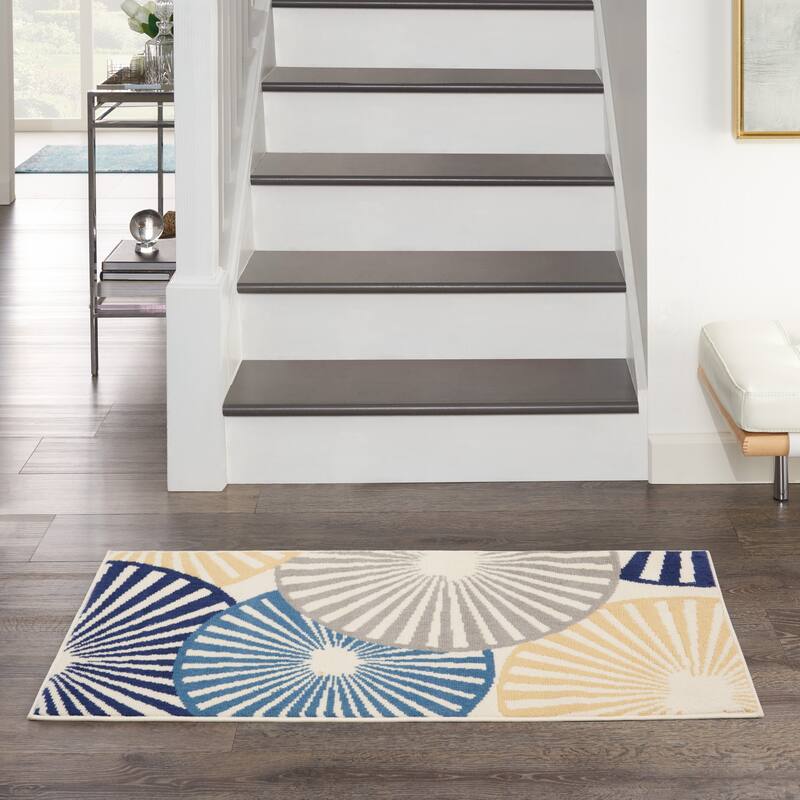 Nourison Grafix Modern Geometric Area Rug - 2' x 4' - White - Rectangle