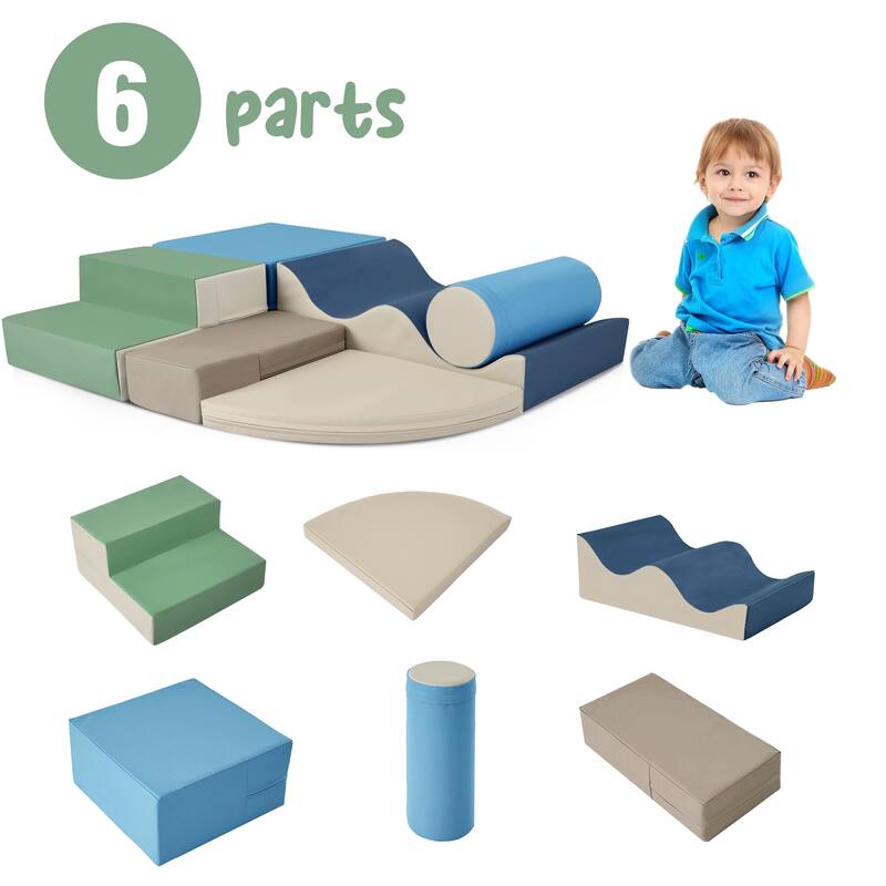Soft Climb and Crawl Foam Playset 6 in 1, Soft Play Equipment Climb and Crawl Playground for Kids,Kids Crawling
