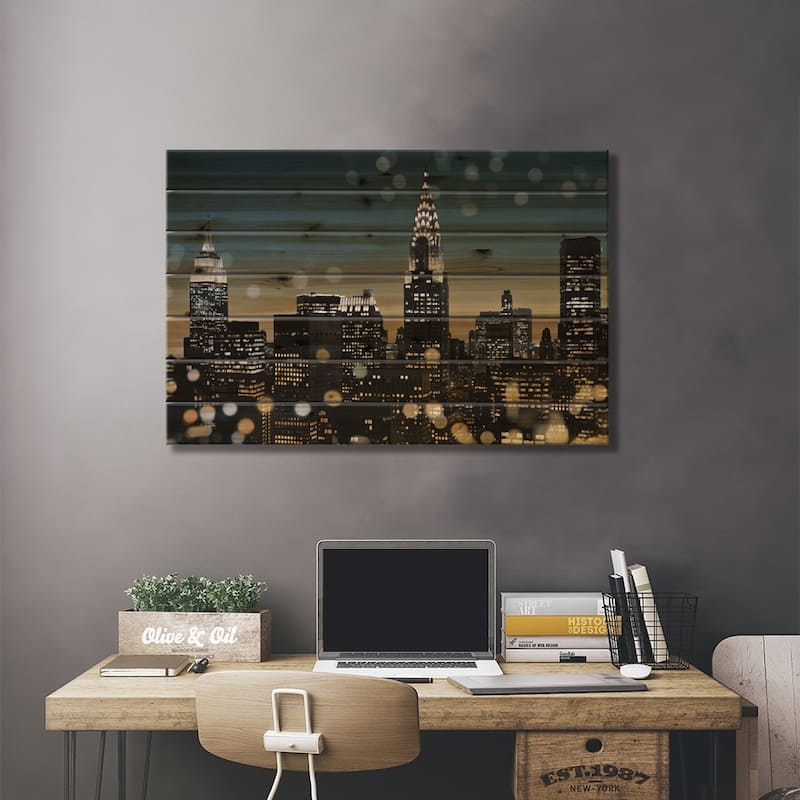 New York I Print On Wood by Kate Carrigan - Multi-Color