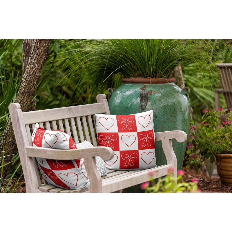 Sweet Bows and Hearts Indoor/Outdoor Throw Pillow