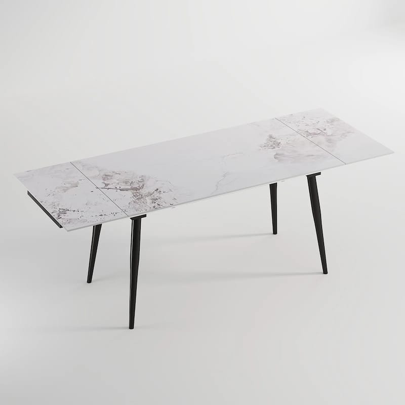 94.48" Rectangular Extendable Sintered Stone Dining Table