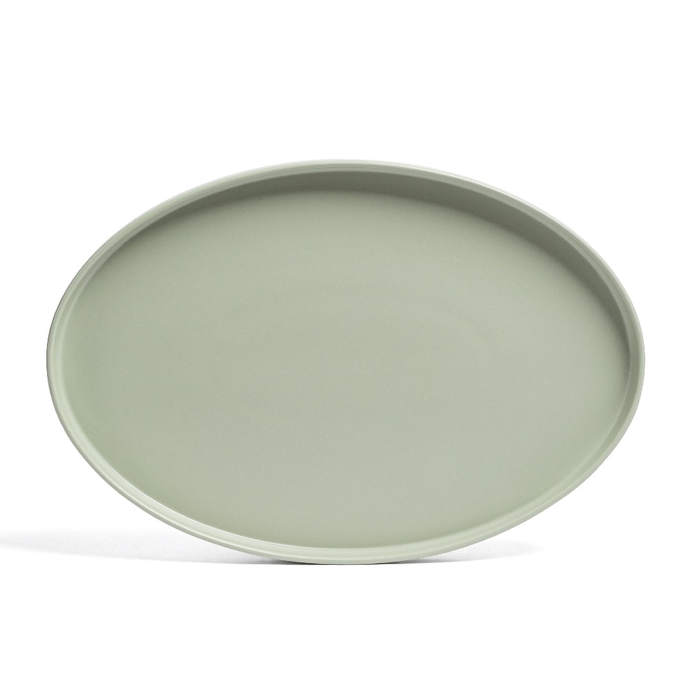 over&back Stackable Semi-Matte Stoneware Oval Serving Platter