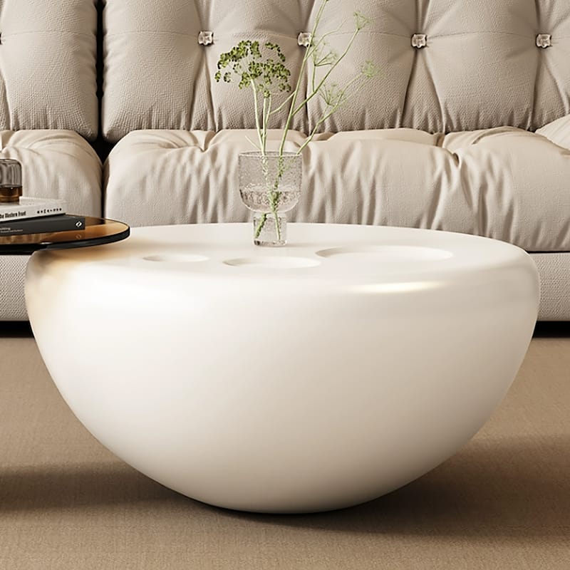 Nesting 42" Modern Round Creamy White Coffee Table, 2 pieces for Living Room - 62
