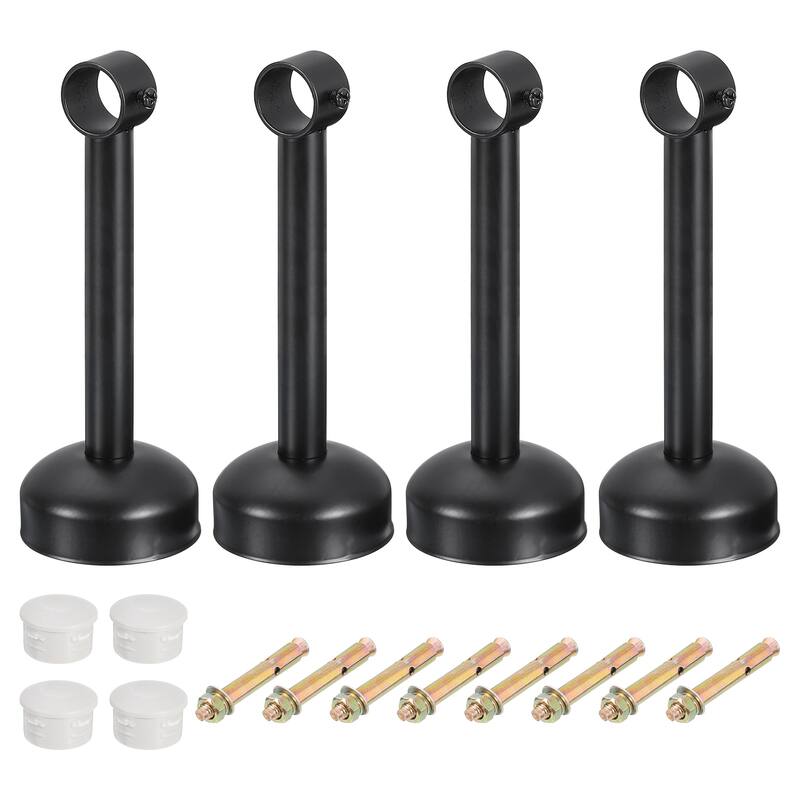 4 Set Ceiling Mount Curtain Rod Bracket, Stainless Steel Rod Holders