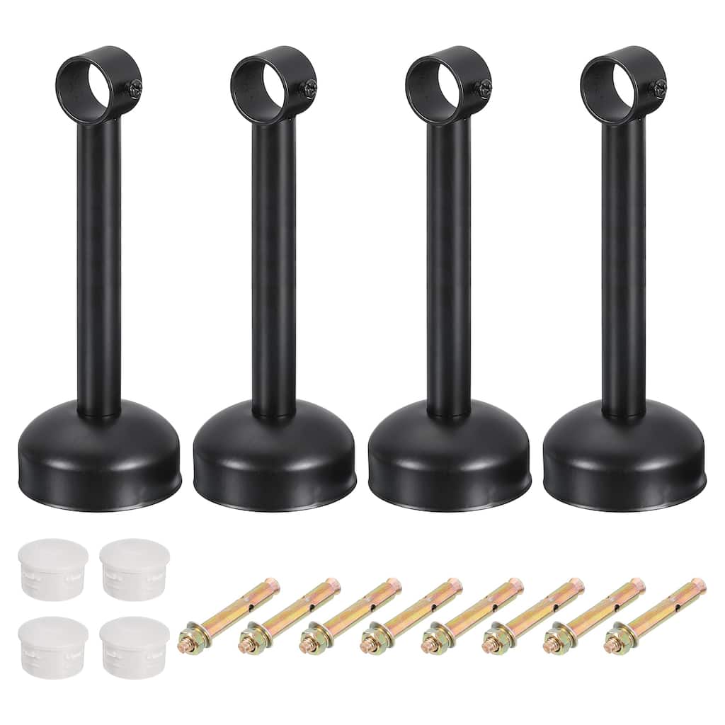 4 Set Ceiling Mount Curtain Rod Bracket, Stainless Steel Rod Holders