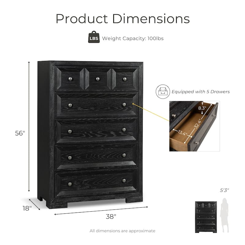 Furniture of America Durem Modern Classic Wood 3-Piece Chest and 2 Oversized Nightstand Bedroom Set