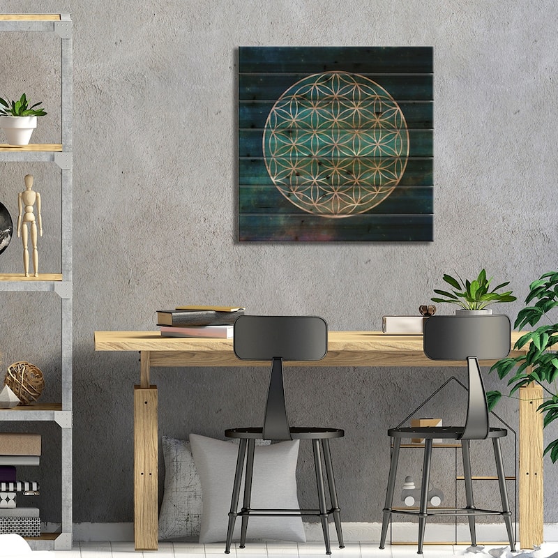 Mandala Flower Of Life Print On Wood by Nature Magick - Multi-Color