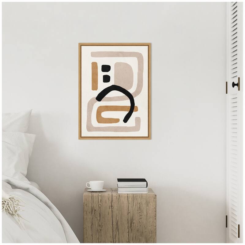 Kate and Laurel Sylvie Neutral Abstract 2 Minimal Modern Art Framed Canvas by July Art Prints