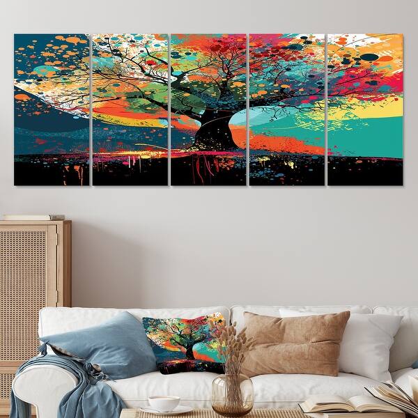 Designart - Autumn Color Splash Tree On Mountain - Botanicals Canvas ...