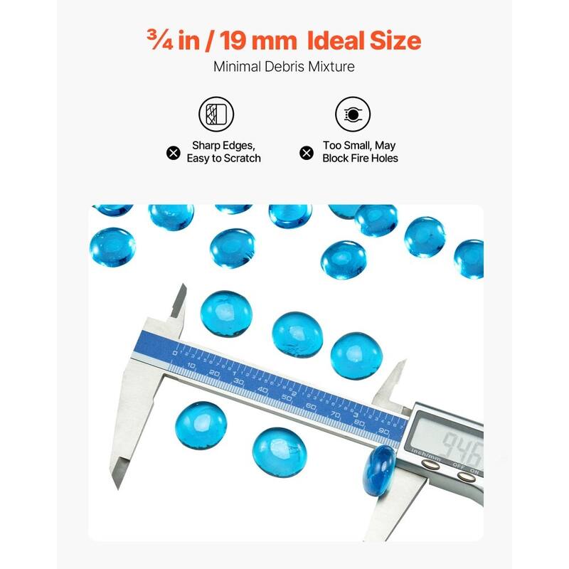 Caribbean Blue Fireproof Flat Round Glass Beads 10 lbs Heat Resistant - 3/4 inch