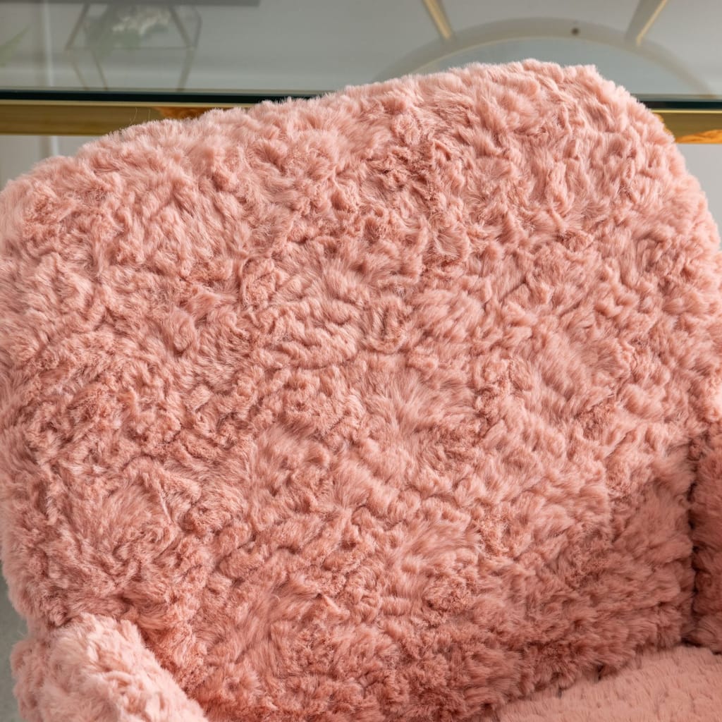 Pink Featured Upholstered Study Chair Office Chair, Armchair Home Computer Chair Swivel Chair with Casters