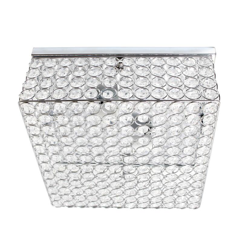 12 Inch Square Flush Mount Light - 2 Light Chrome Ceiling Fixture - Modern Interior Lighting - 5