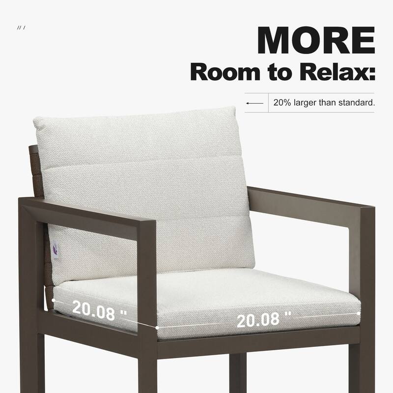 PURPLE LEAF Caesar Outdoor Dining Set Aluminum Luxury Patio Furniture with Olifen Removable Thick Cushion and Pillow-Bronze