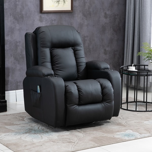 Homcom Luxury Faux Leather Heated Vibrating 8 Point Massage Recliner Chair With 360 Swivel And