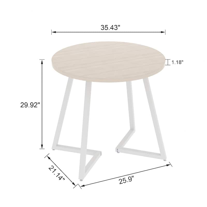 VECELO 35.43'' Round Butterfly Leg Dining Table for 4 MDF Top Kitchen Table Kitchen & Dining Room Tables