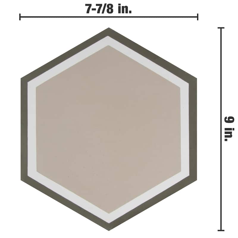 Merola Tile Cemento Hex Holland Channel 7-7/8" x 9" Cement Floor and Wall Tile